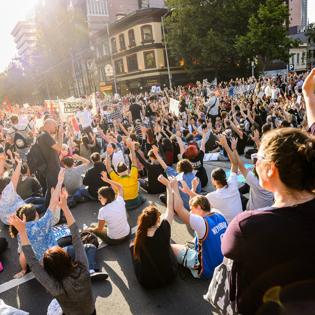Image of protestors at rally