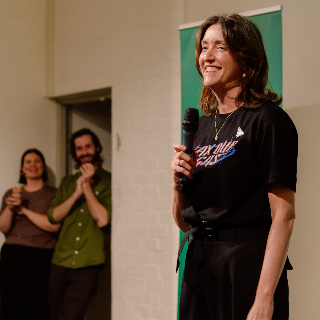Steph Hodgins May speaking at Victorian Greens Campaign Launch
