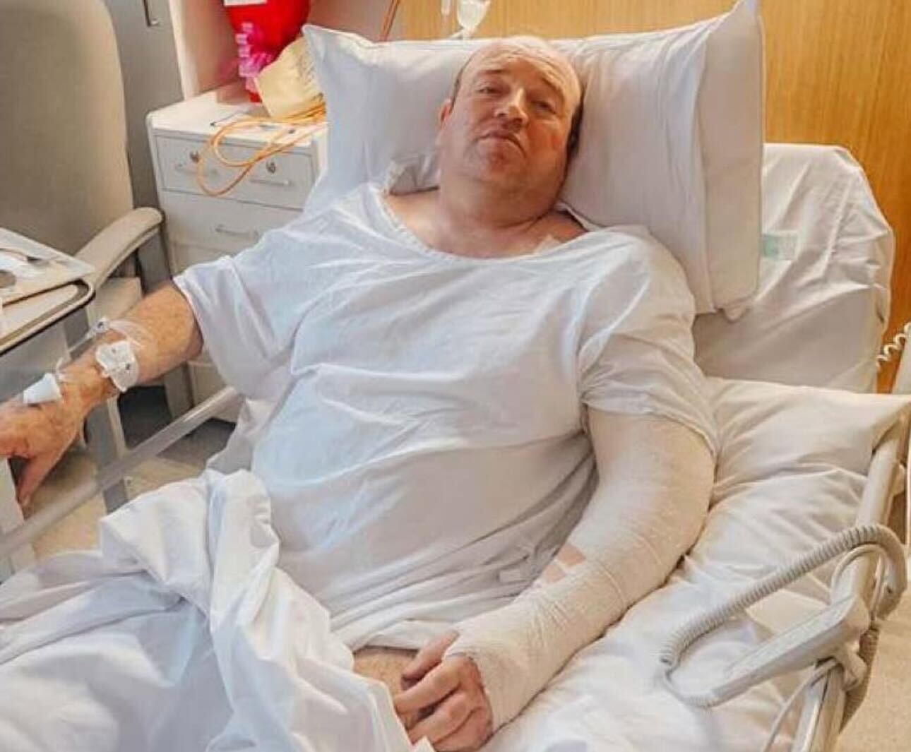 Ahmed al-Ahmed the hero from Bondi beach on a hospital recovering from his injuries and surgery