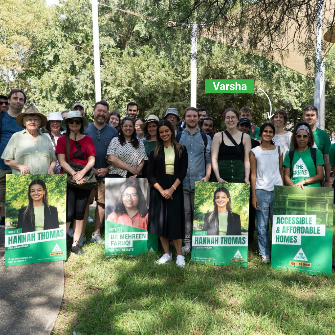 Varsha volunteering with Hannah Thomas and the Grayndler campaign