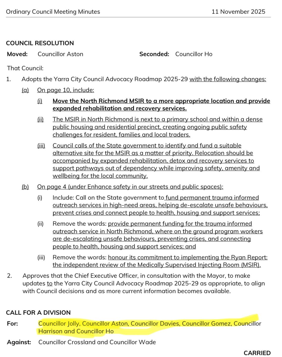 Proposals to move the MSIR