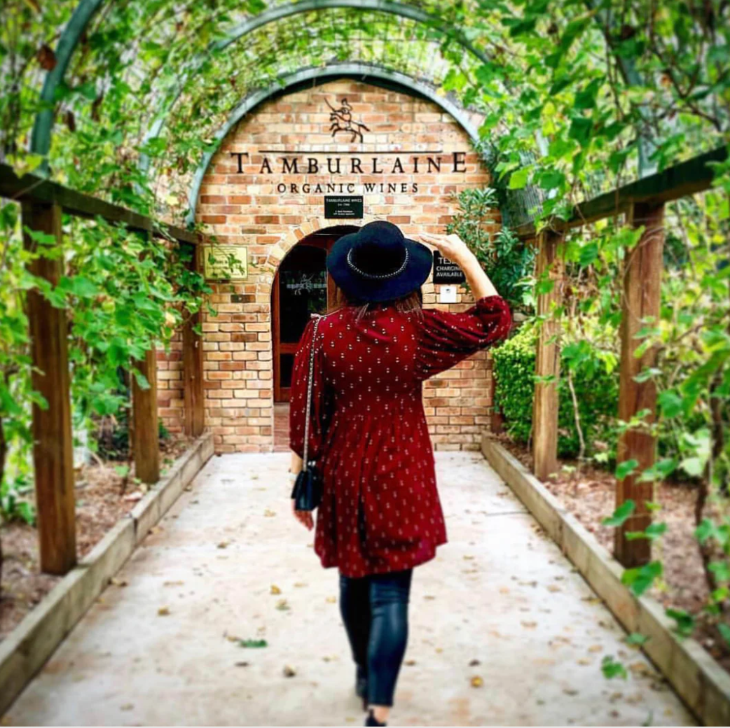 Person standing out the front of Tamburlaine in the Hunter Valley 