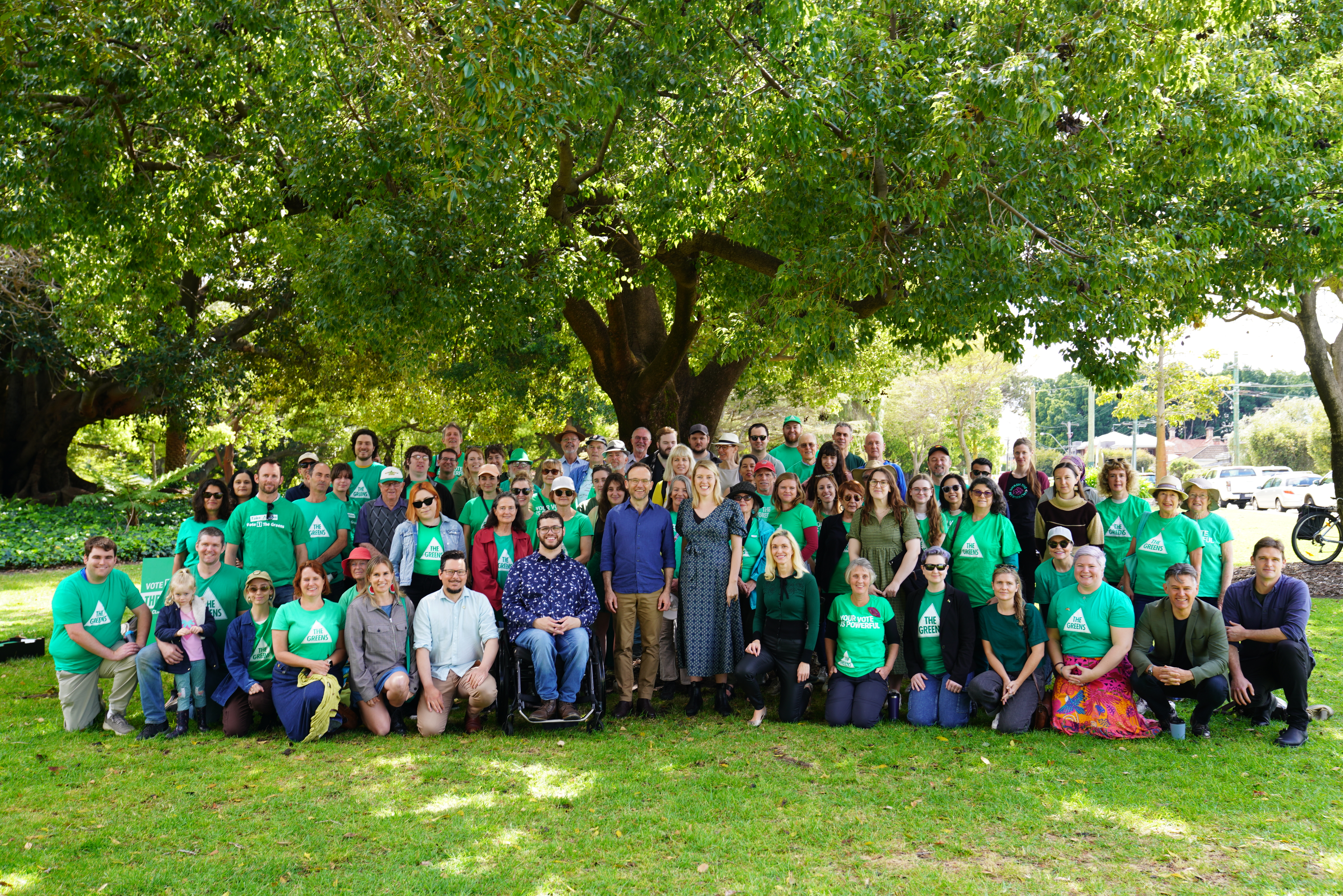 Sophie Greer, Adam Bandt and Greens supporters in WA