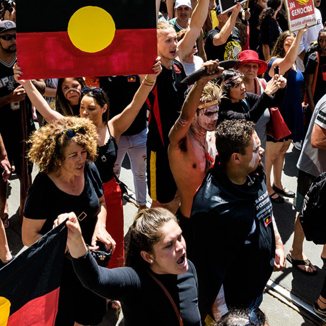 People at march for First Nations rights