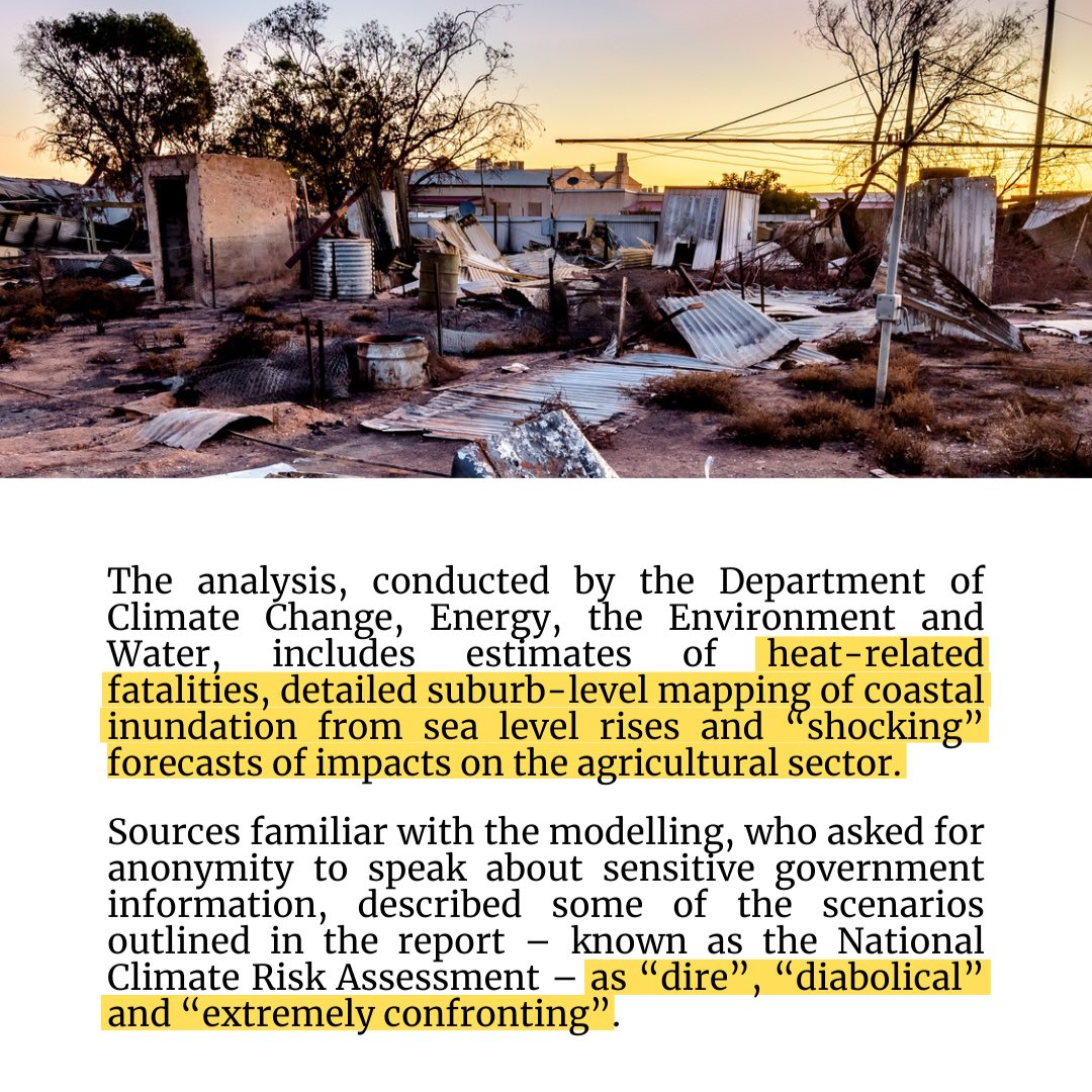 Screenshot of details of the secret climate report that discusses the devastating impacts on Australia 
