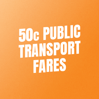 50c PUBLIC TRANSPORT FARES