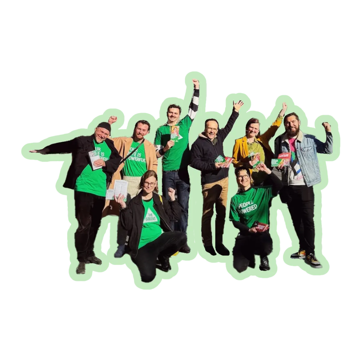 Greens supporters cheering